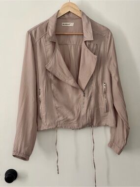 BLANKNYC Blush Pink Lightweight Zip Jacket Draped Front Drawstring Hem